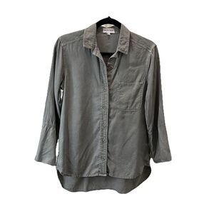 Bella Dahl Gray Tencell Button Up 3/4 Sleeve Top Womens Size XS Beachy